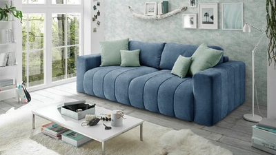 Диван Чедер Лайт Vivaldi 13 247*94*80 см, Синий Велюр Еврокнижка Фиеста