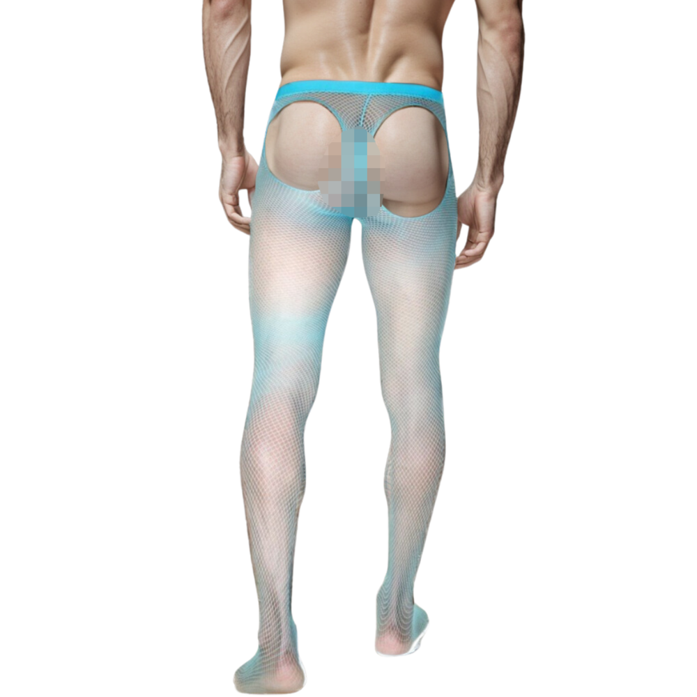Мужские легинсы сетчатые бирюзовые с вырезами сзади LaBlinque LB15378