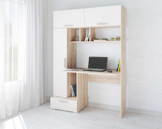 Стол письменный  КВАРТЕТ-11 дуб сонома / белый с тиснением поры дерева