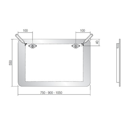 Зеркало Idea Group Moon 1050x550 мм с 2 светильниками L5S105