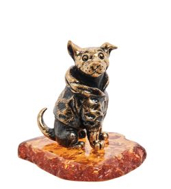 Народные промыслы AM-1955 Фигурка «Собака Шарик» (латунь, янтарь)