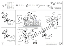 Фаркоп оцинкованный Galia N055C для Nissan X-Trail 2015-, Renault Koleos 2016-(паспорт и сертификат в комплекте)(без электрики)