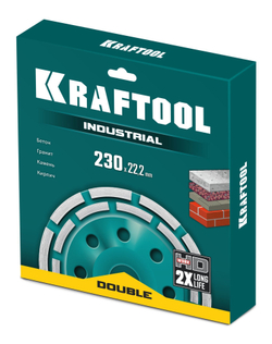 KRAFTOOL Double d 230 мм, двухрядная алмазная чашка, INDUSTRIAL (33369-230)