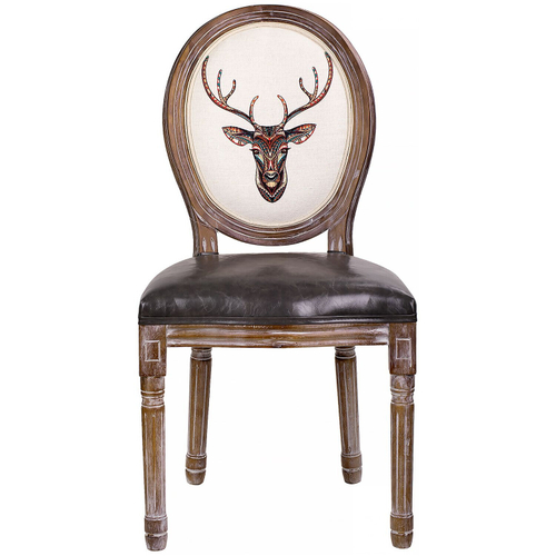 Стул "Олень" 48x46x96см Дерево/полиуретан/кож.зам/лён