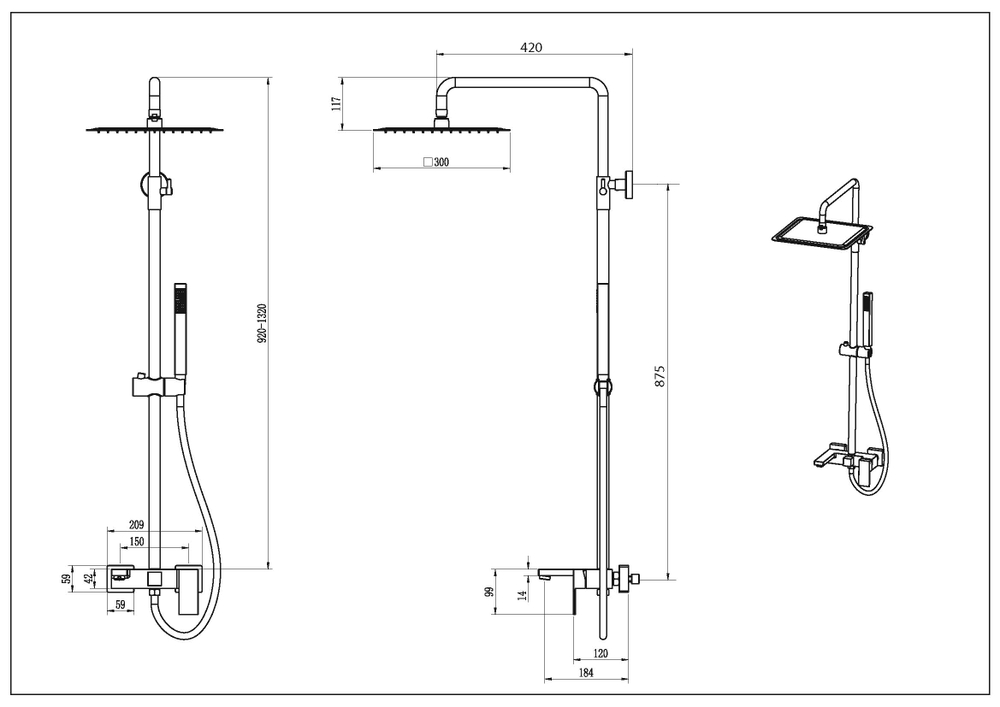 Boheme Стойка для душа Qubic Matt White