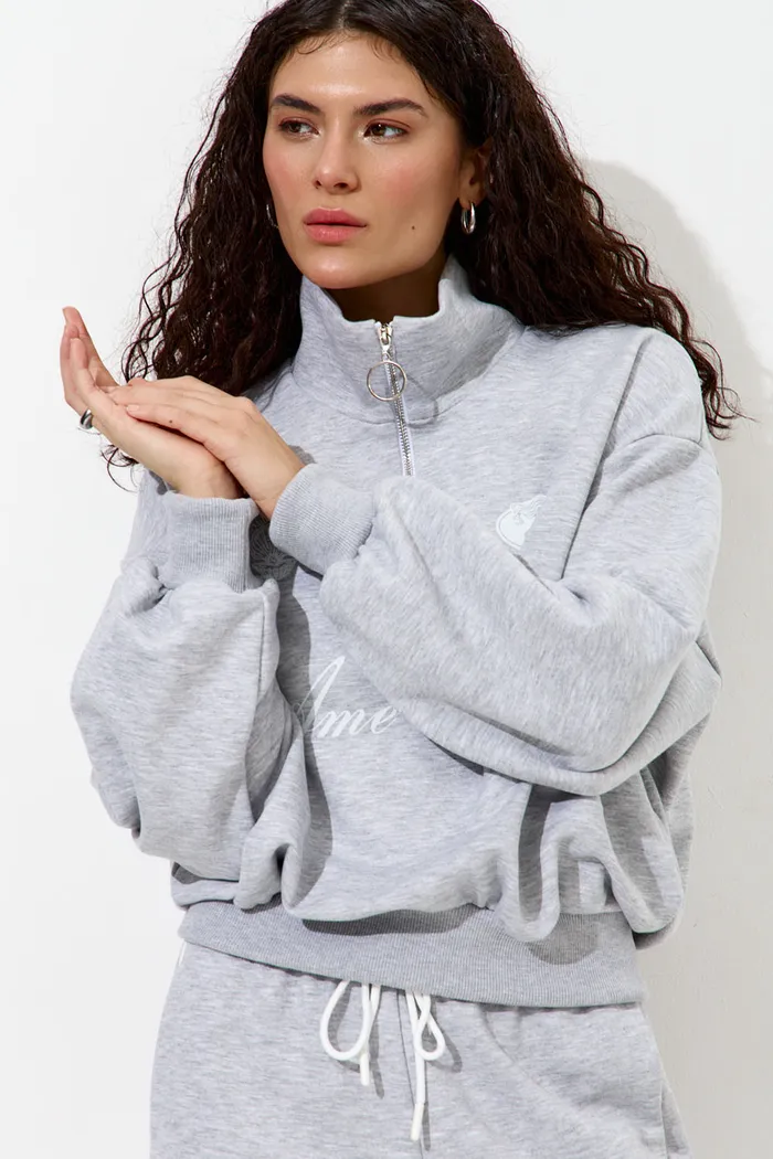 Олимпийка с короткой молнией "Âme Sirène" цвета серый меланж