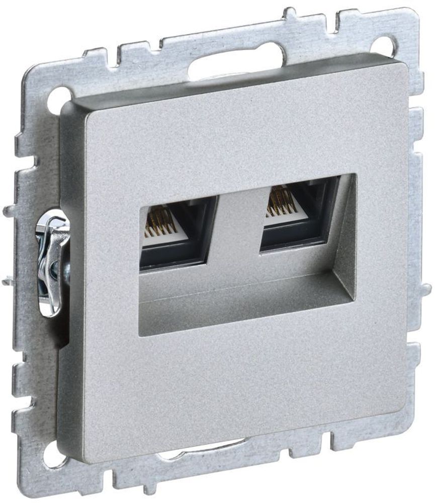 Розетка компьютерная двойн. СП RJ45 кат.6 BRITE РК11-2-БрА механизм алюм. IEK BR-K20-2-K47
