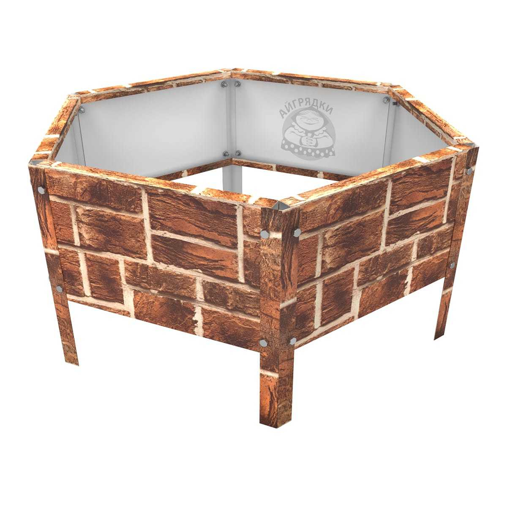 Клумба многоугольная оцинкованная с ножками 1 ярус Кирпич