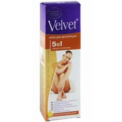 Депилятор ВЕЛЬВЕТ 5в1 удален, замед.роста, пр/врастания, увл, масло органы, 100мл