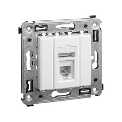 Телефонная розетка RJ-12 в стену одинарная, "Avanti", "Белое облако"