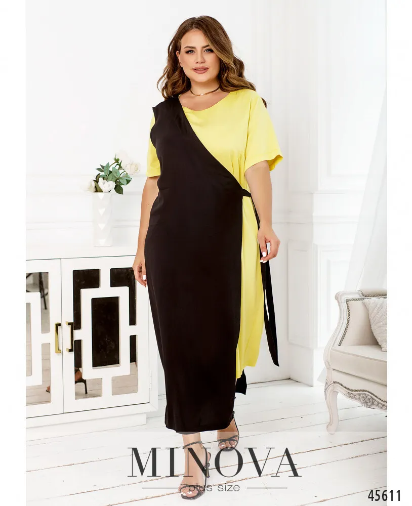 Платье 2288Б-лимонный-черный Minova