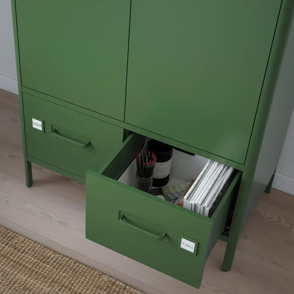 Шкаф с дверцами и ящиками - IKEA IDÅSEN/IDASEN/ИДОСЕН ИКЕА, 119х47х80 см, зеленый