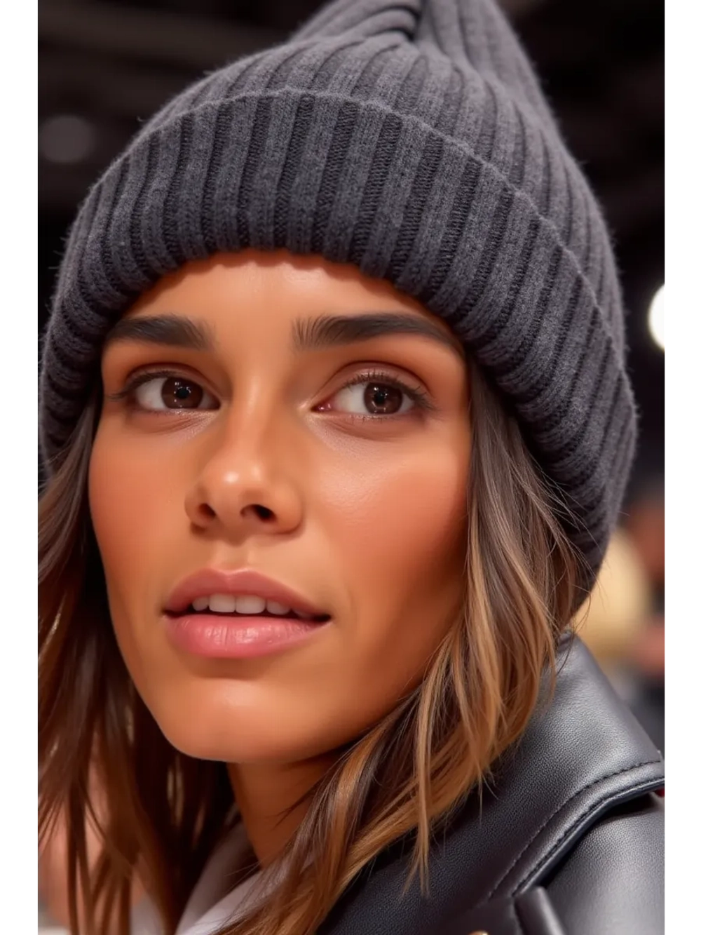 Шапка бини осенняя с отворотом теплая