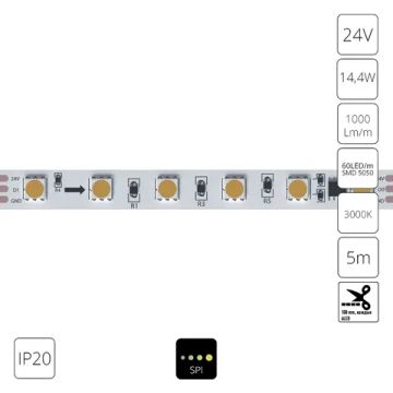 Светодиодная лента 24V 14,4W/m 3000К 5м IP20 Arte Lamp SPI A2406010-03-3K