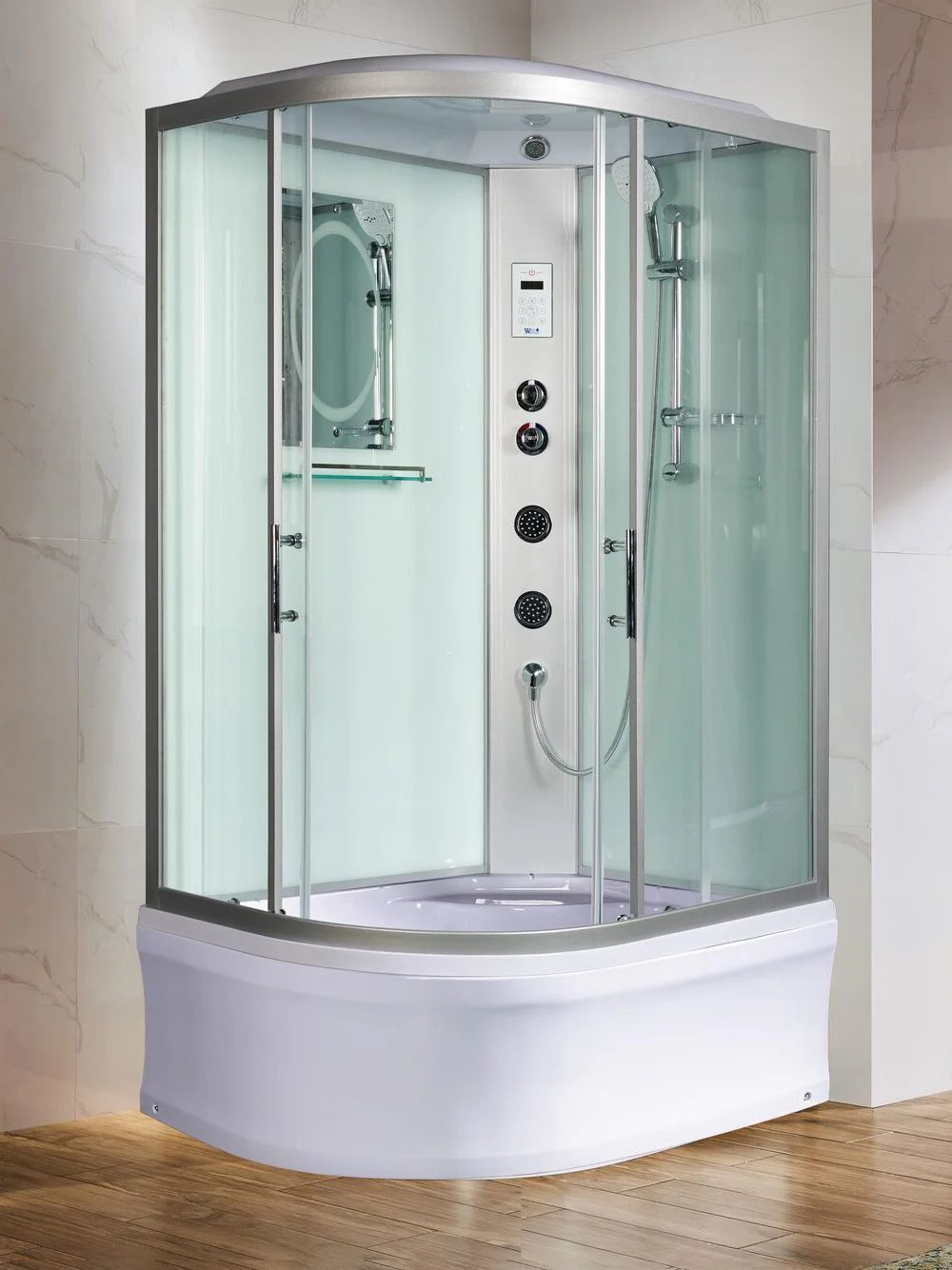 Душевая кабина WeltWasser  WW500 HALLE 1204 R 120х90 см,  прозрачное стекло, поддон низкий, крыша, гидромассаж, правосторонняя