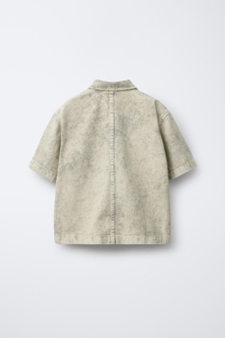 ZARA РУБАШКА С ЭФФЕКТОМ ПОТЕРТОСТИ, СЕРЫЙ