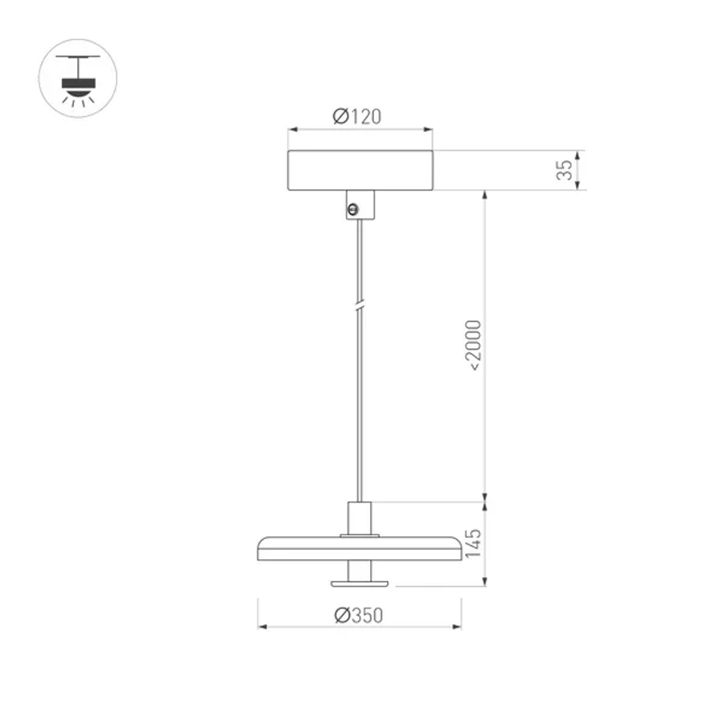 Светильник SP-KOTARO-R350-12W Warm3000 (BK-GR, 36 deg, 230V, TRIAC) (Arlight, IP20) 057223