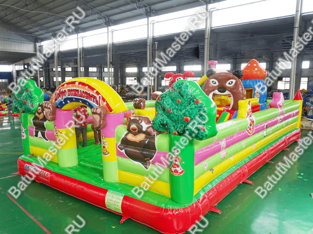 Детский надувной батут-горка "Маша и медведи" 16*10 м