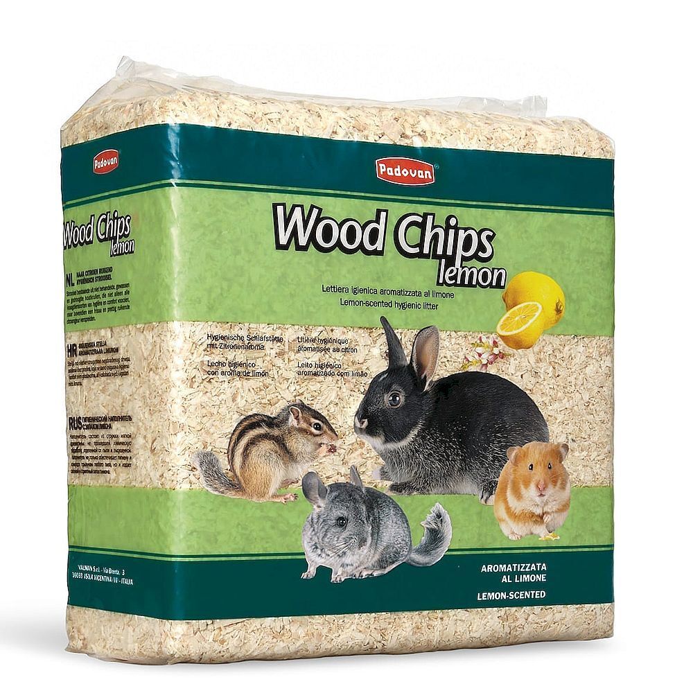 Padovan Наполнитель WOOD CHIPS lemon древесный с ароматом лимона для грызунов 14л