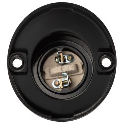 Патрон ЭРА Е27 настенный бакелит черный без наклейки групповая упаковка 50 шт