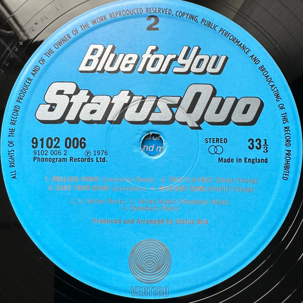 Status Quo - Blue For You (Англия 1976г.)