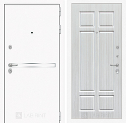 Входная металлическая дверь Лабиринт Лайн Вайт (Line White) 08 Кристалл вуд (Белые входные двери)