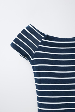 ZARA ПЛАТЬЕ ИЗ ТРИКОТАЖА «РОМА» С ПРИНТОМ, МОРСКОЙ СИНИЙ