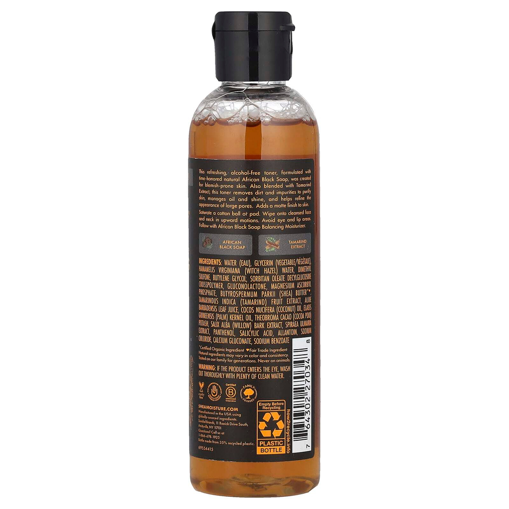 SheaMoisture, African Black Soap, очищающий тоник с экстрактом тамаринда и чайным маслом, 121 мл (4,1 жидк. унц.)