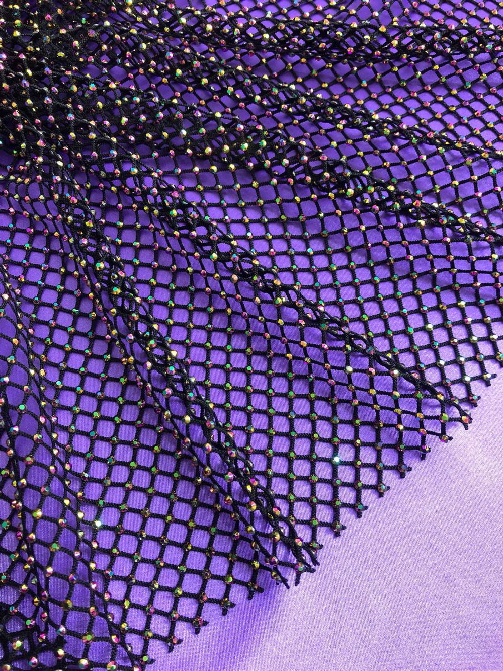 Сетка плетеная, черная стразы AB