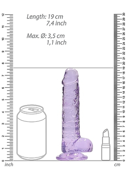 Прозрачный фиолетовый фаллоимитатор RealRock - 14 см