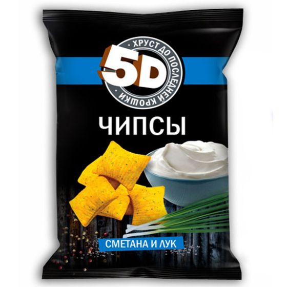 Чипсы "5D" со вкусом сметана и лук 90гр*28шт