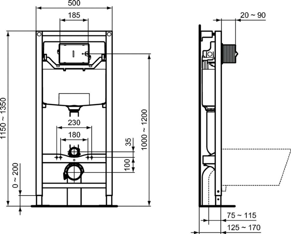 Встраиваемая инсталляция Ideal Standard PROSYS R027767