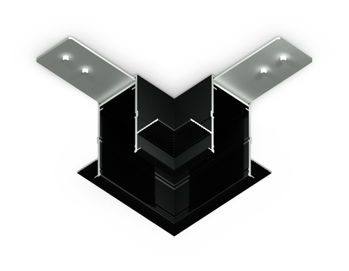 Коннектор угловой для встраиваемого шинопровода под ГКЛ 12,6мм Magnetic 220V GL1040 BK черный 80*80*47 (соединители в комплекте)