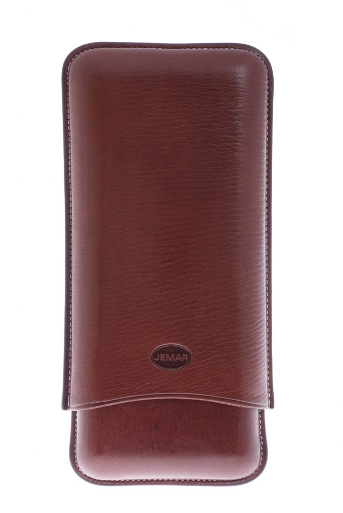 Чехол Jemar на 2 сигары (диаметром до 28 мм), натуральная кожа, 497-2-Havana