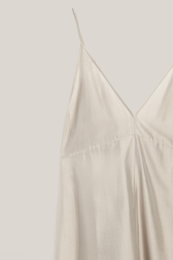 Massimo Dutti Платье-миди с V-образным вырезом и подкладкой - Limited Edition, цвет шампанского