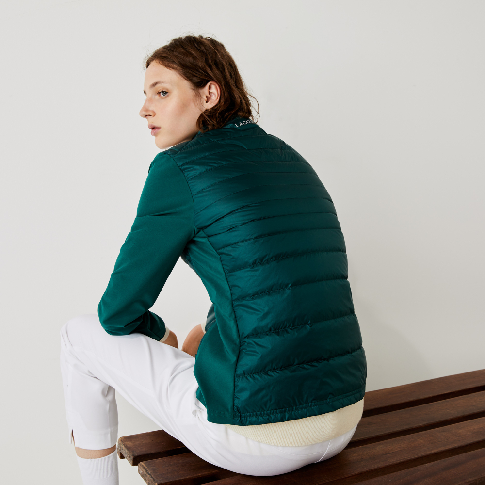 Женская Кофта теннисная Lacoste Women’s SPORT Water-Resistant Down-Filled Puffer Jacket - green/navy blue