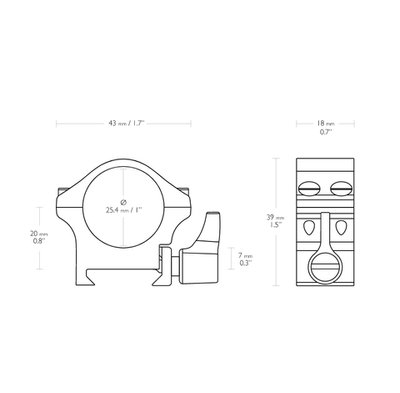 Кольца быстросъемные Hawke стальные на 26мм Weaver низкие (23100) винт/рычаг