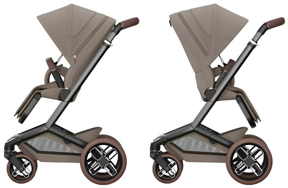 Детская коляска Maxi-Cosi Fame 3 в 1 с автокреслом CabrioFix Essential graphite Twillic Truffle/Трюфель(беж)