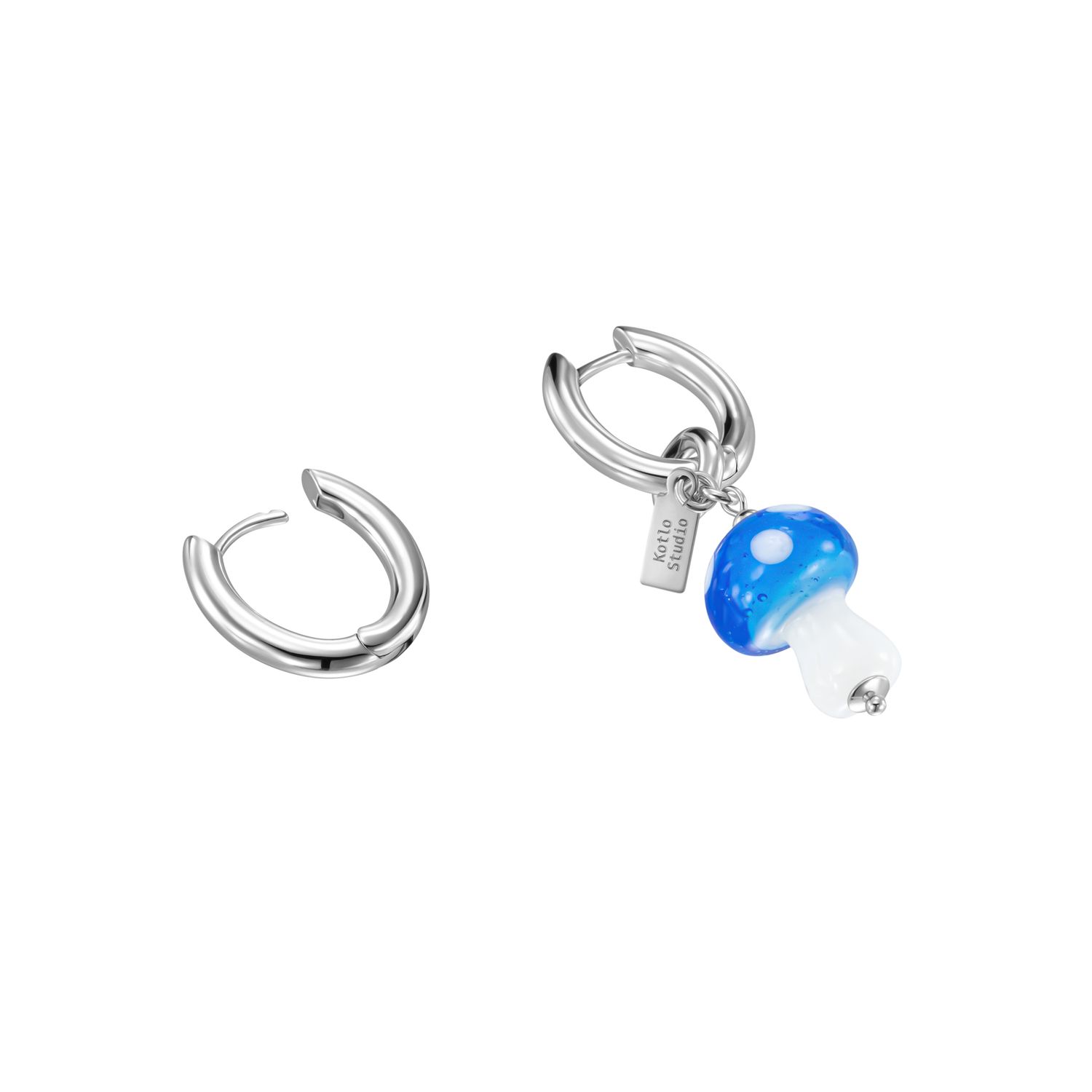 Серьги Mushroom Silver-Blue Earrings
