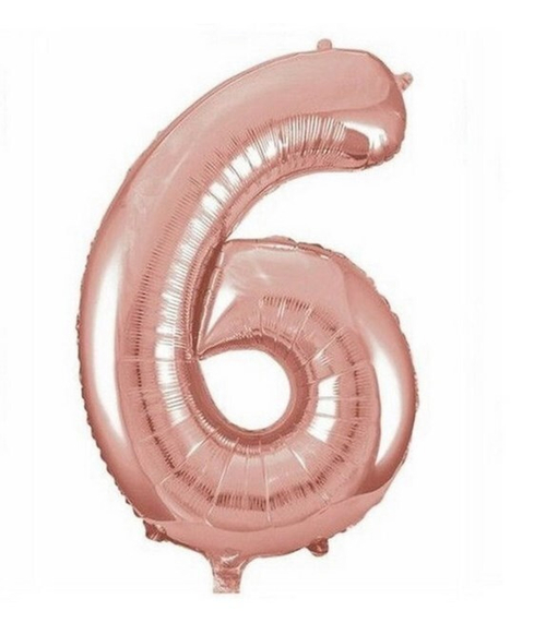 Шар цифра №6 Розовое золото