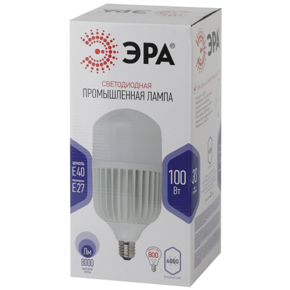 Лампа светодиодная ЭРА STD LED POWER T160-100W-6500-E27/E40 Е27 / Е40 100Вт колокол холодный дневной свет