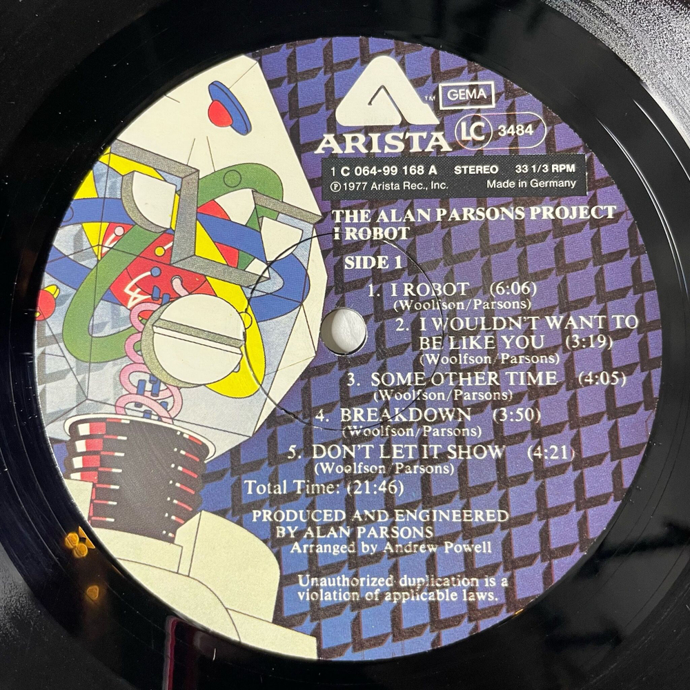 Винтажная виниловая пластинка LP The Alan Parsons Project I Robot (Germany 1977) Nucleus