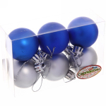 Новогодние шары 4 см (набор 6 шт) «Матовый», микс (серебро/синий)