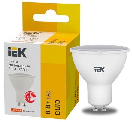Лампа светодиодная Alfa 8Вт PAR16 софит 3000К GU10 230В (6шт) IEK LLA-PAR16-8-230-3-GU10-6