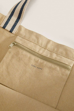 ZARA HOME ТКАНЕВАЯ СУМКА-ТОУТ, ЭКРЮ