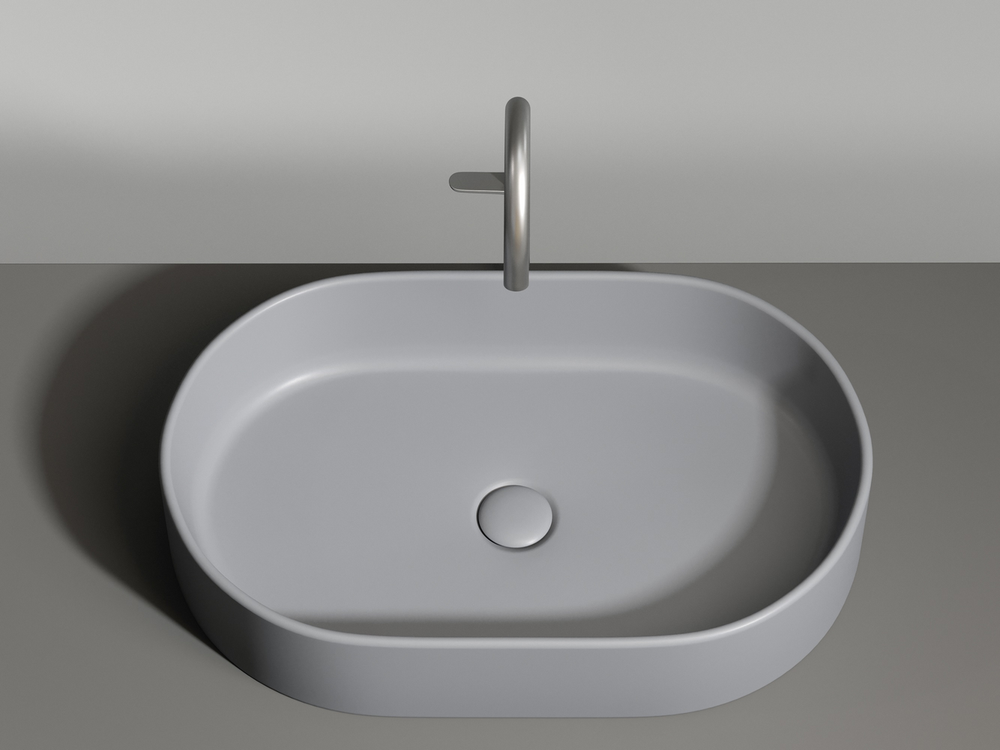 Умывальник чаша накладная овальная (цвет Антрацит Матовый) Element 608x385x122мм