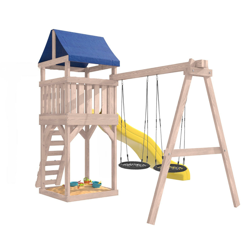 Детская площадка неокрашенная Сlassic с качелями гнездо 60 см IgroWoods для улицы и дачи