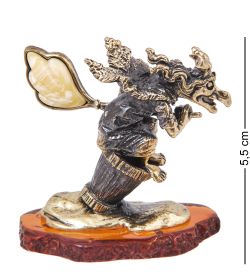 Народные промыслы AM-4129 Фигурка «Баба Яга навеселе» (латунь, янтарь)