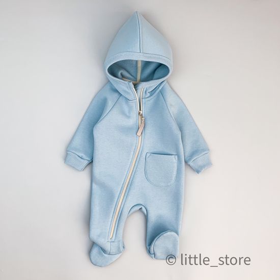 Комбинезон "Simple" из футера с начесом, Нежно-голубой