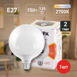 Лампочка светодиодная ЭРА STD LED G95-15W-2700K-E27 E27 / Е27 15Вт шар теплый белый свет | Лампы cветодиодные Шар (G/P)